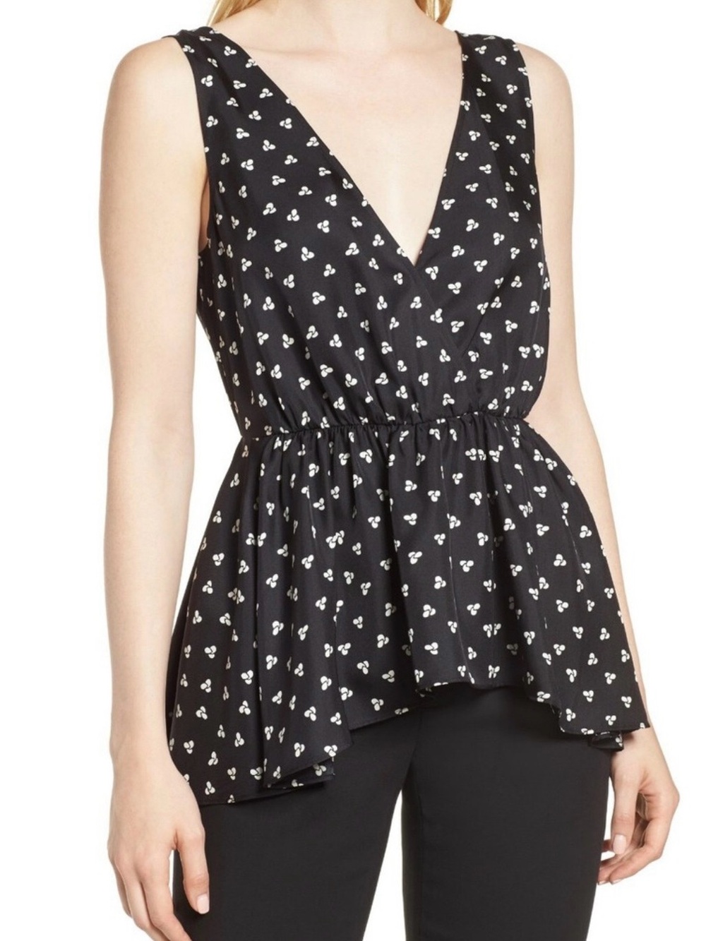 Lewit silk peplum sleeveless top small